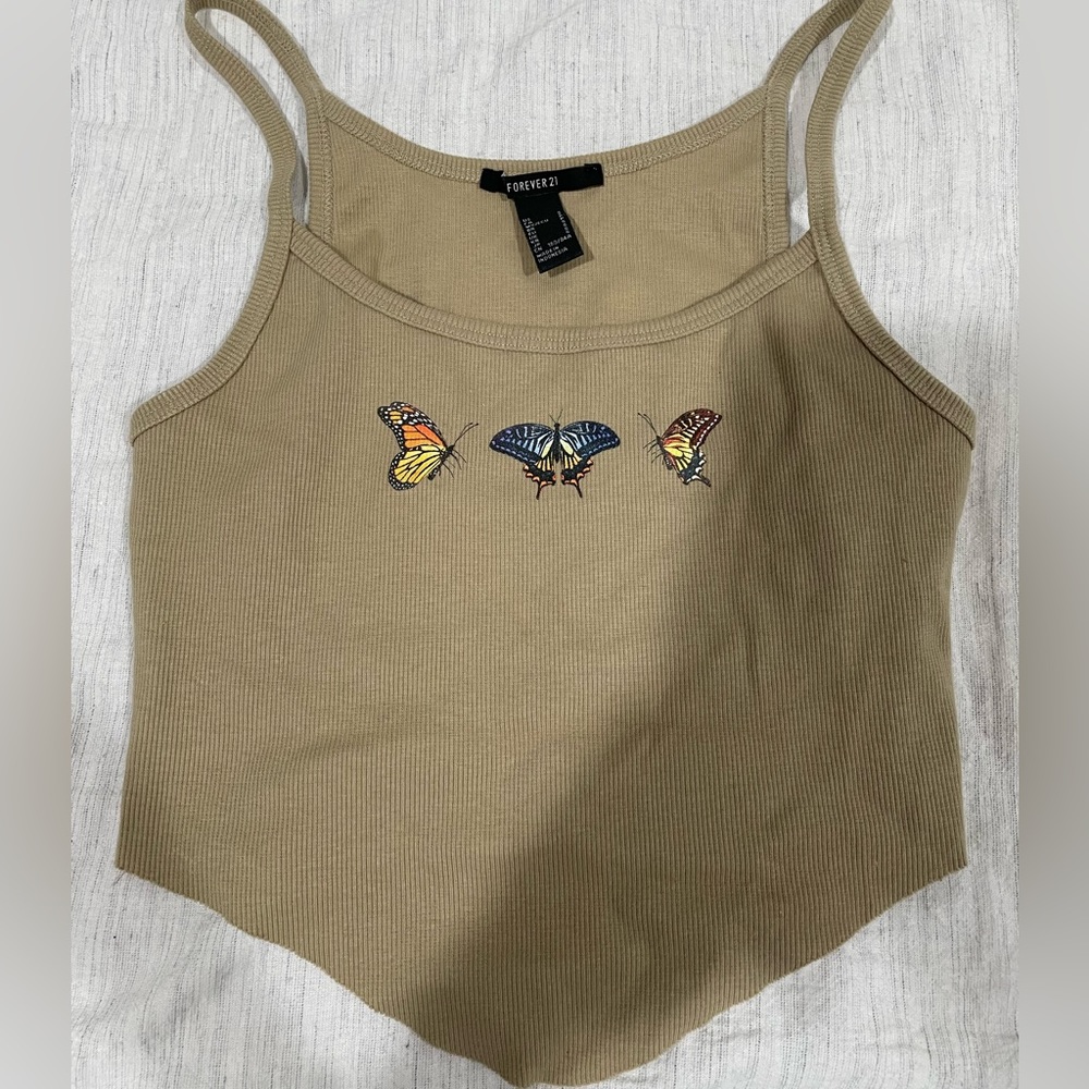 Brown Crop top with butterflies